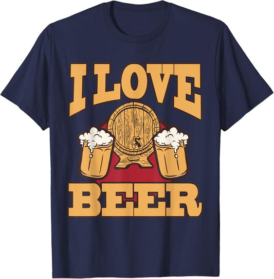 I love beer mug malt brewery drink alcoholic beverage T-Shirt - T-Shirt | Navy