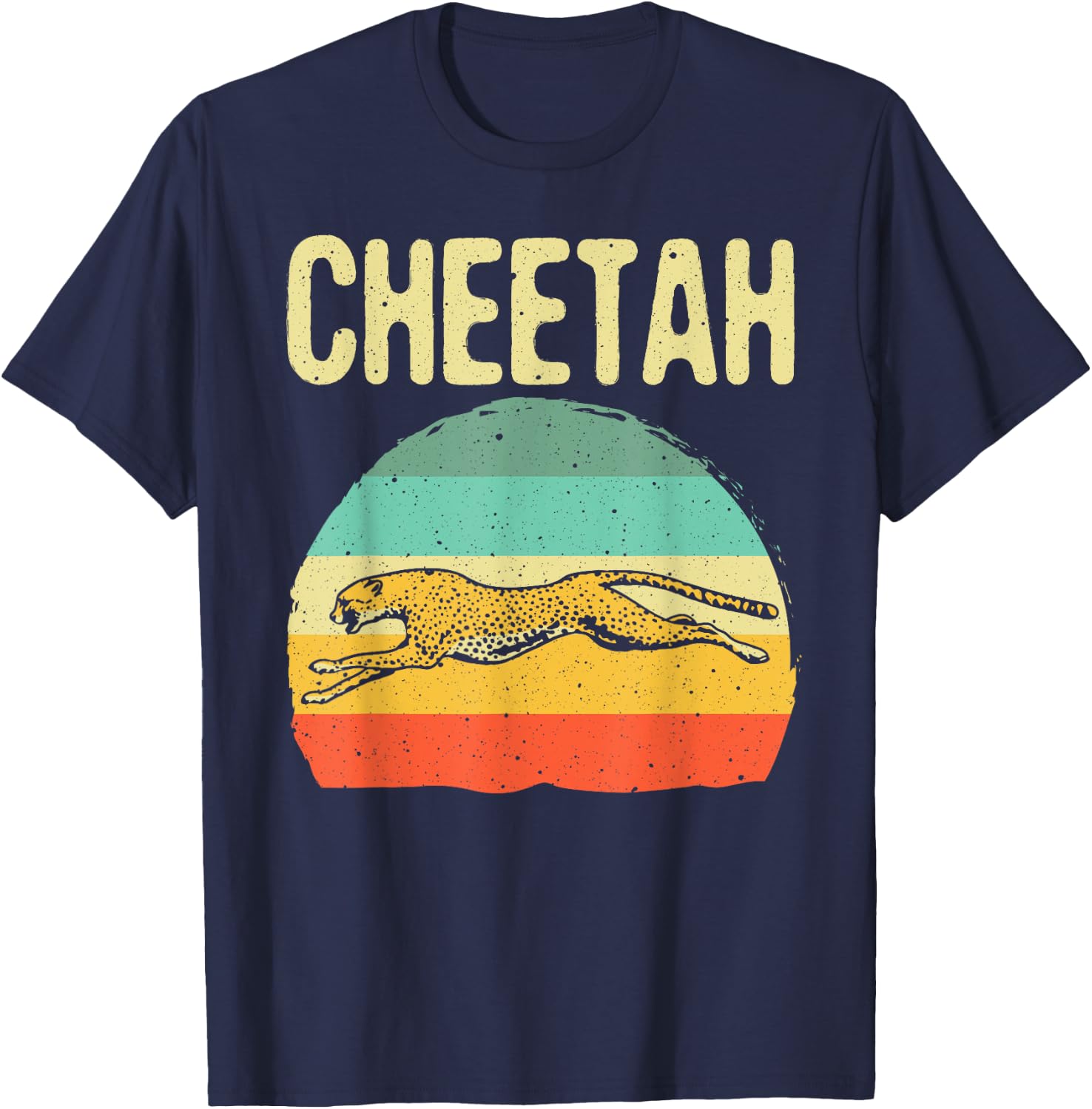 Funny Vintage Cheetah Art Boys Girls Leopard Safari Wildlife T-Shirt - T-Shirt | Navy