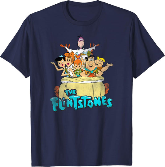 Popfunk The Flintstones Ride On Kids Blue Small Cartoon T-Shirt - T-Shirt | Navy