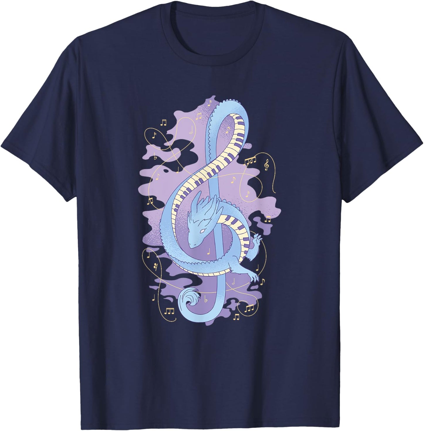 Musical Dragon Creature Music Piano Instrument T-Shirt - T-Shirt | Navy