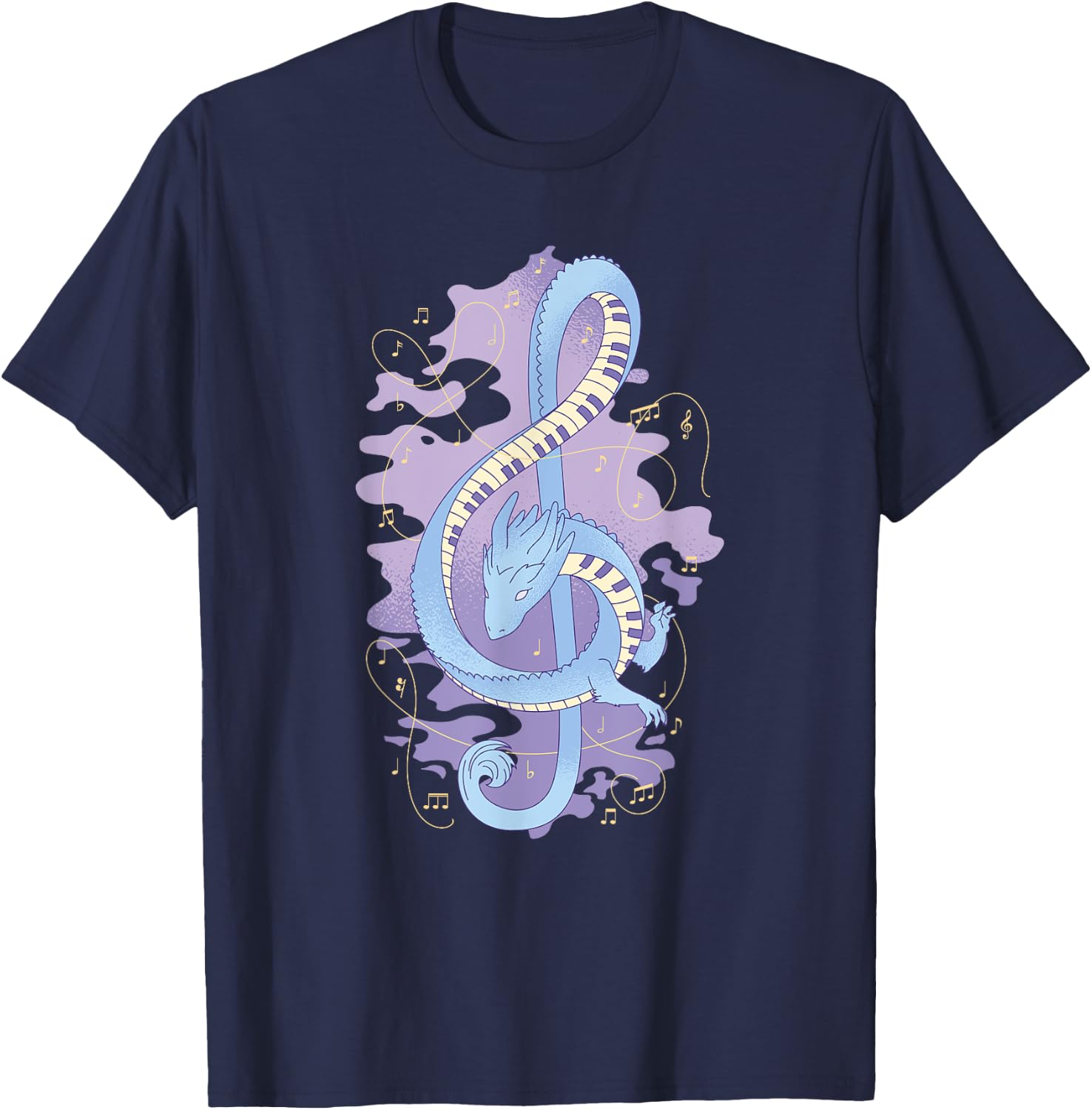 Musical Dragon Creature Music Piano Instrument T-Shirt - T-Shirt | Navy