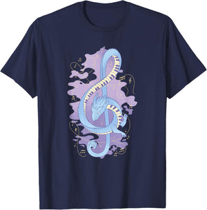 Musical Dragon Creature Music Piano Instrument T-Shirt - T-Shirt | Navy