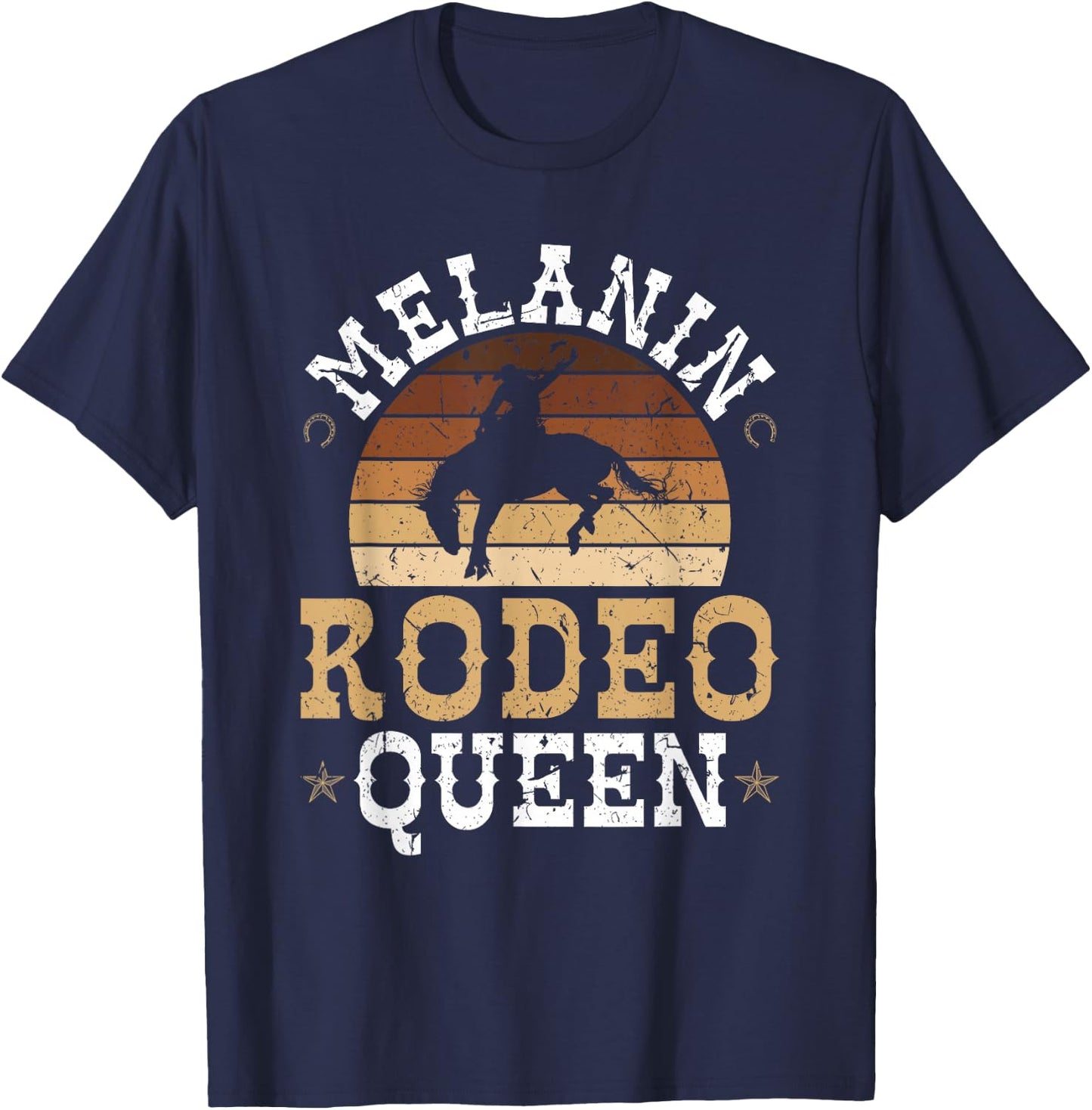 Melanin Rodeo Queen Bronc Rides African American Cowgirl T-Shirt - T-Shirt | Navy