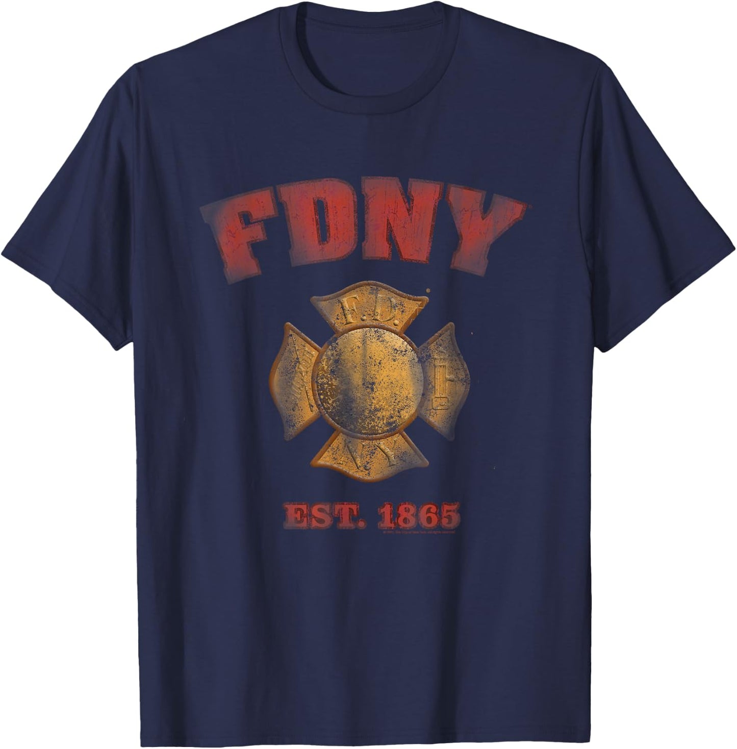 New York City FDNY Vintage Badge T-Shirt - T-Shirt | Navy