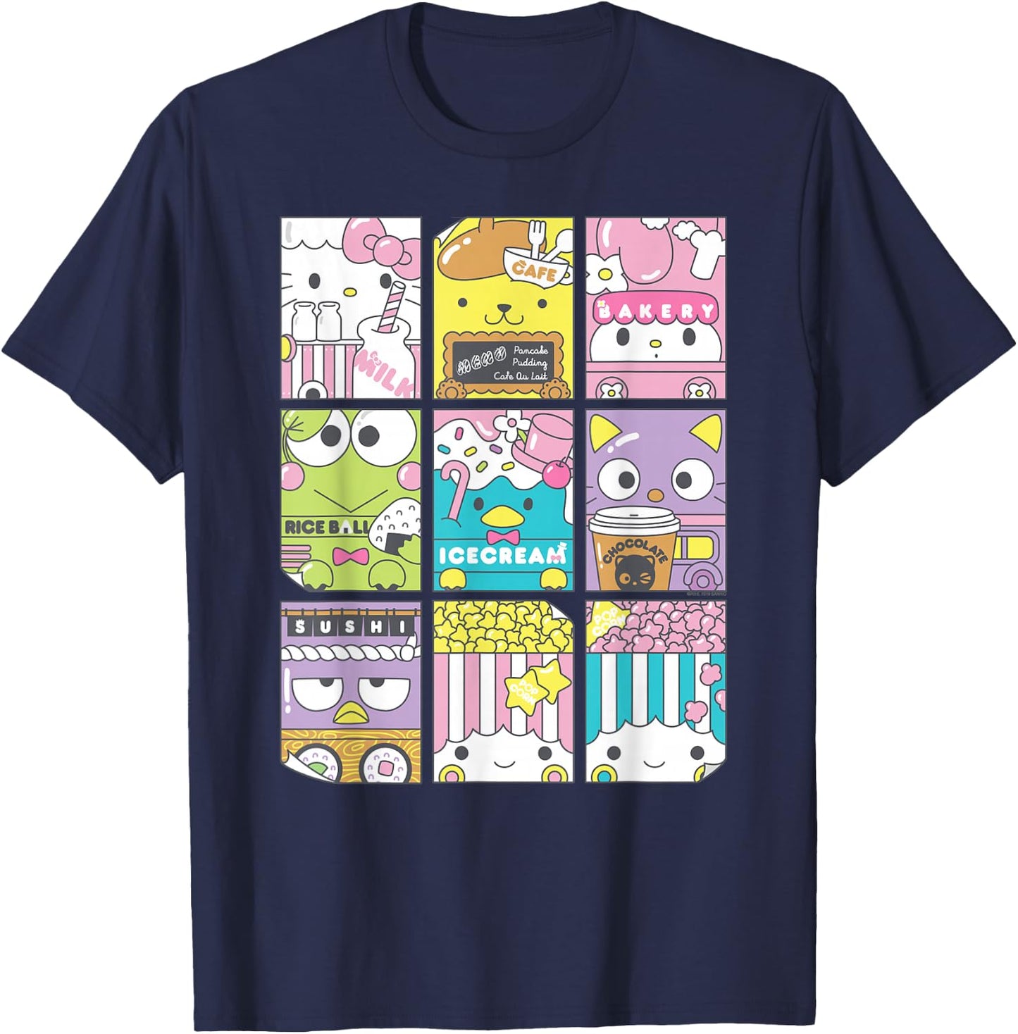 Hello Sanrio Kawaii Foodie Menu Poster Shirt T-Shirt - T-Shirt | Navy