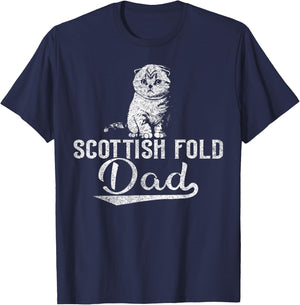 Cat Owner Dad - Scottish Fold Dad Men Women Girls Kids T-Shirt - T-Shirt | Navy