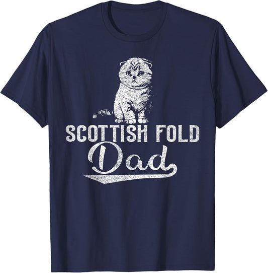 Cat Owner Dad - Scottish Fold Dad Men Women Girls Kids T-Shirt - T-Shirt | Navy
