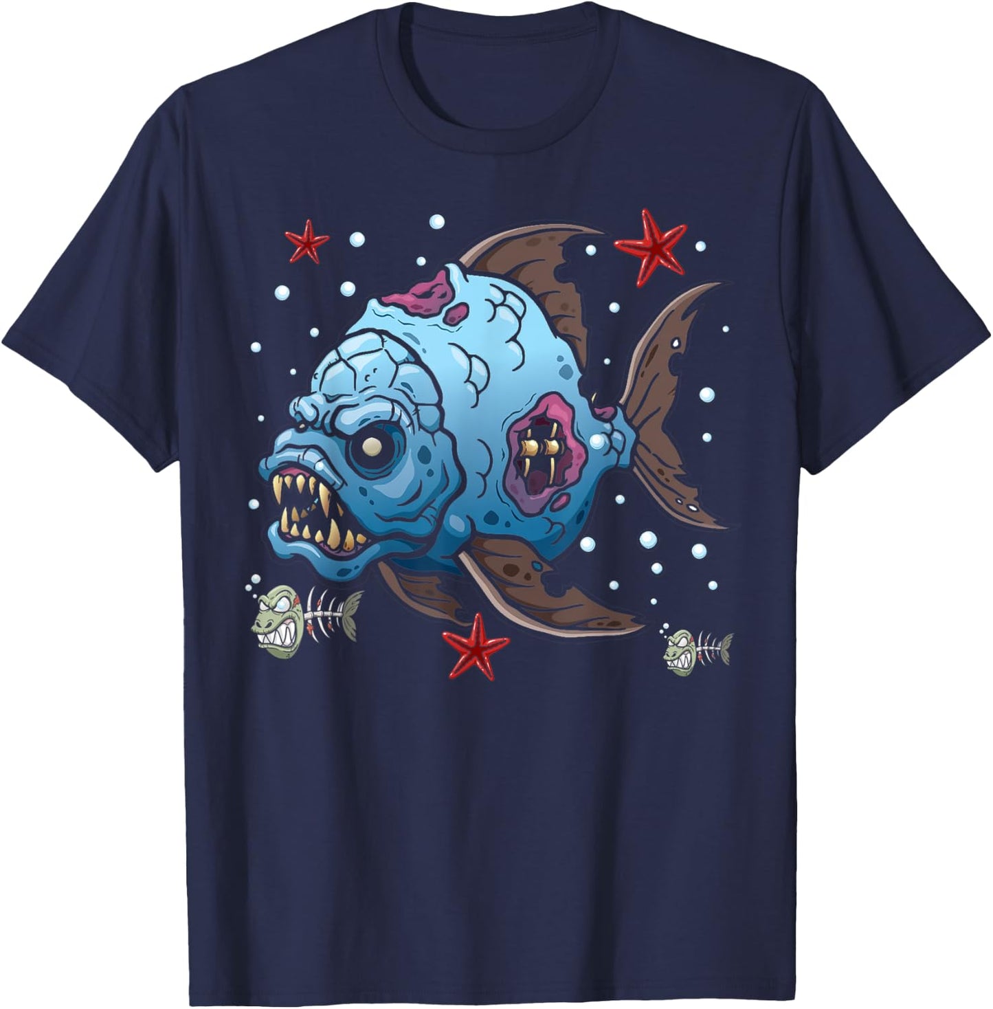 Sea Animal Zombies Fish Funny Halloween Costume Fish T-Shirt - T-Shirt | Navy