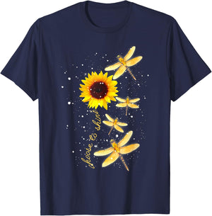 Dragonfly Sunflower Teacher Growth Mindset Choose To Shine Men Women Kids T-Shirt - T-Shirt | Navy