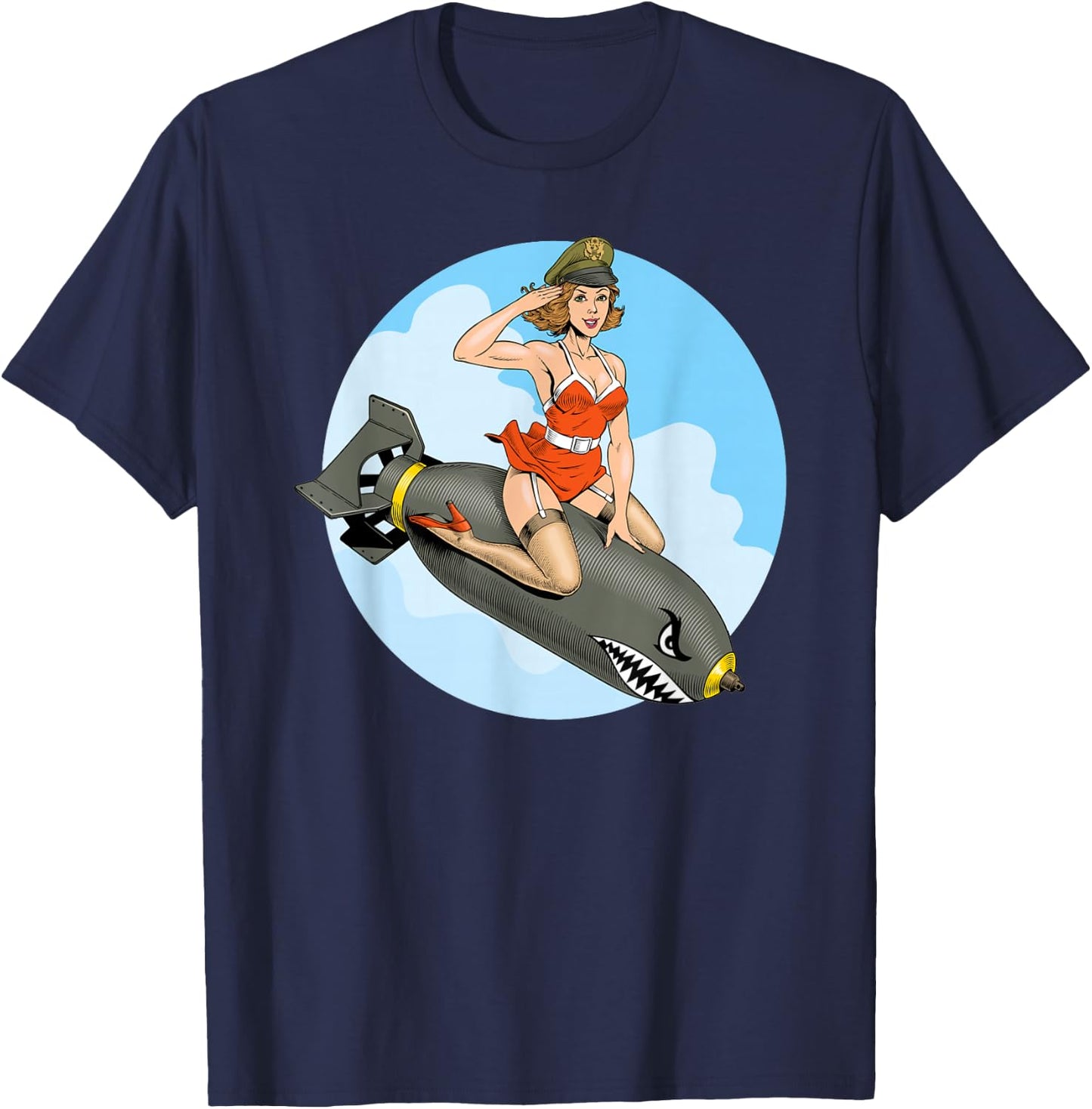 Pin Up Girl Bomber Aviation Bomb Pinup Girl T-Shirt - T-Shirt | Navy