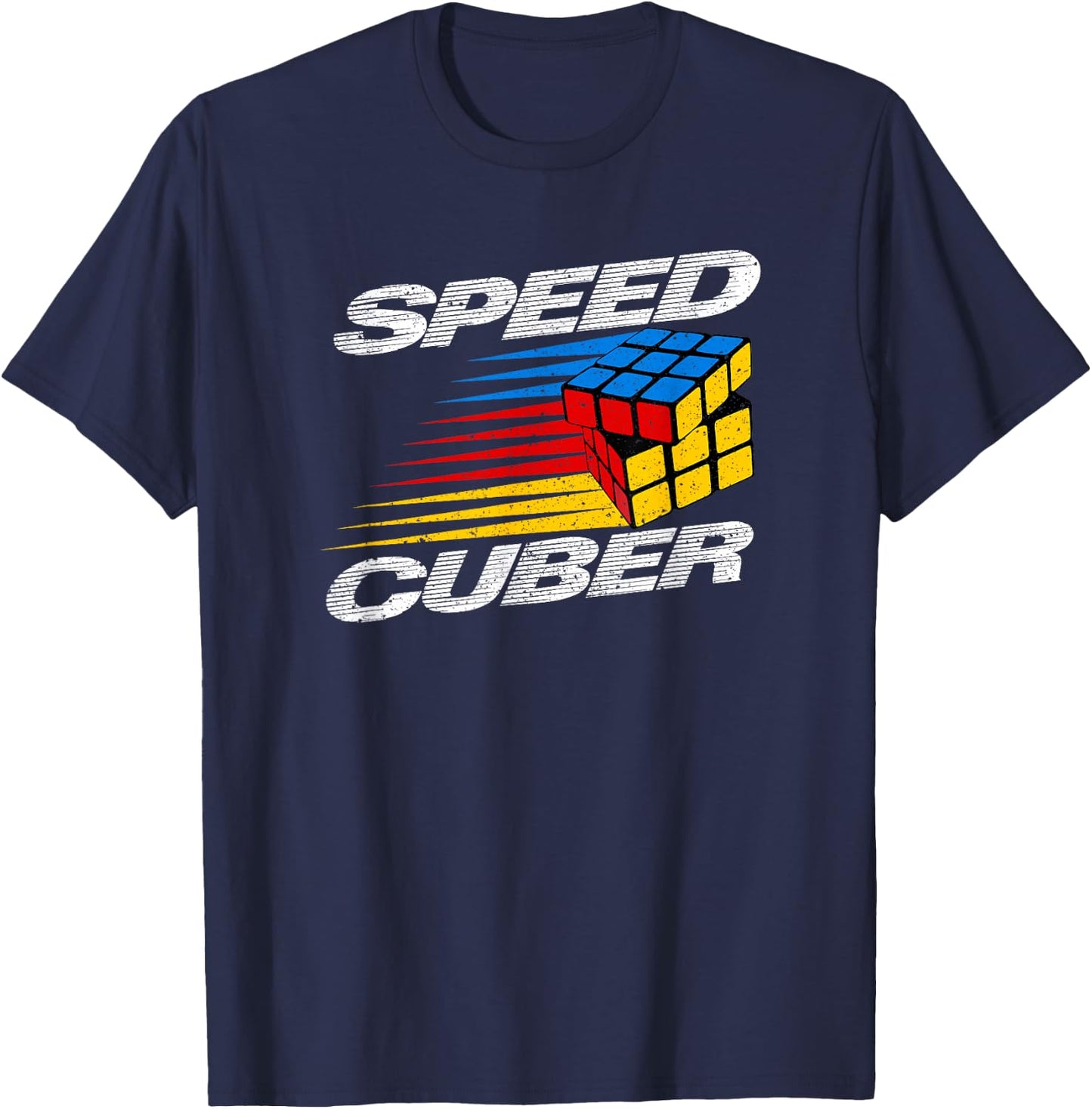 The Melting Cube - Competitive Speed Cubing Merch -Adults, Kids Black 3x3 Cube Math Game T-Shirt - T-Shirt | Navy