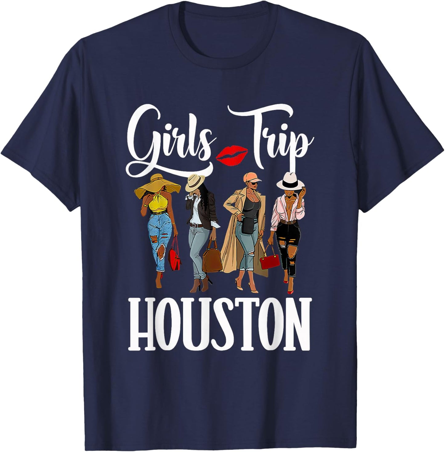 Girls Trip Houston For Melanin Afro Black Vacation Women T-Shirt - T-Shirt | Navy