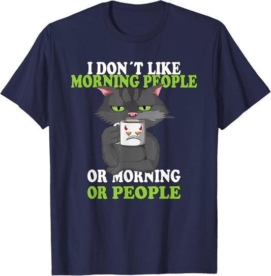 I Don´t Like Morning People Coffee / Cat Mug T-Shirt - T-Shirt | Navy