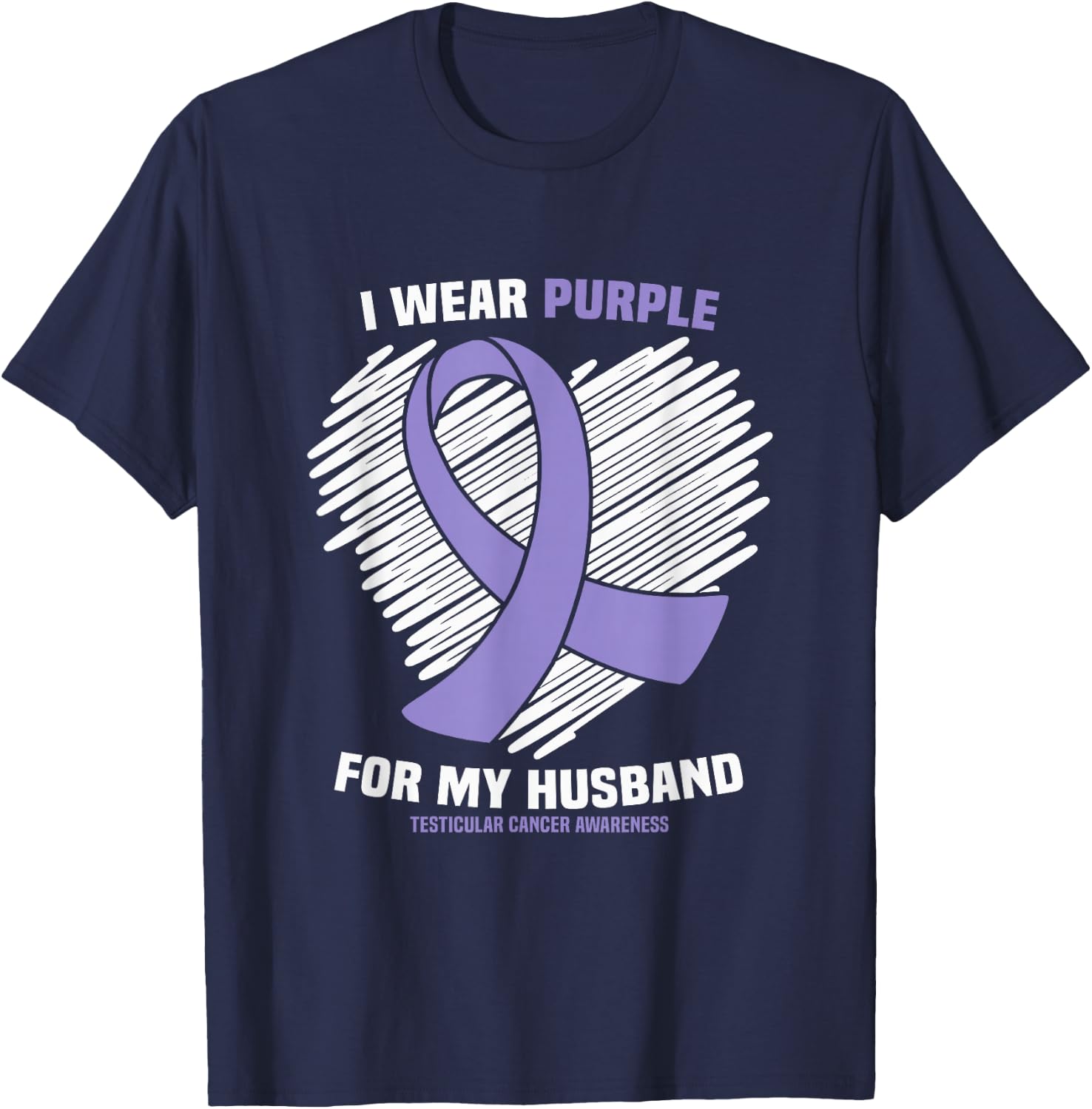 I Wear Purple For My Husband Testicular Cancer Awareness T-Shirt - T-Shirt | Navy