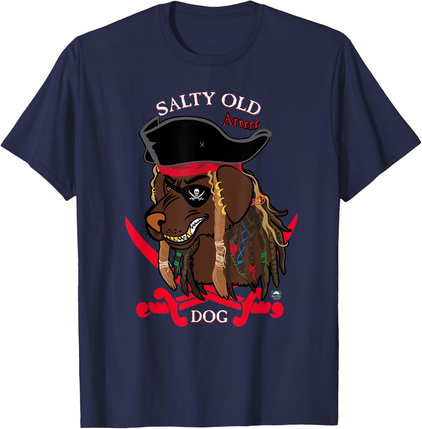 Salty Old Dog Pirate Women Kids T-Shirt - T-Shirt | Navy