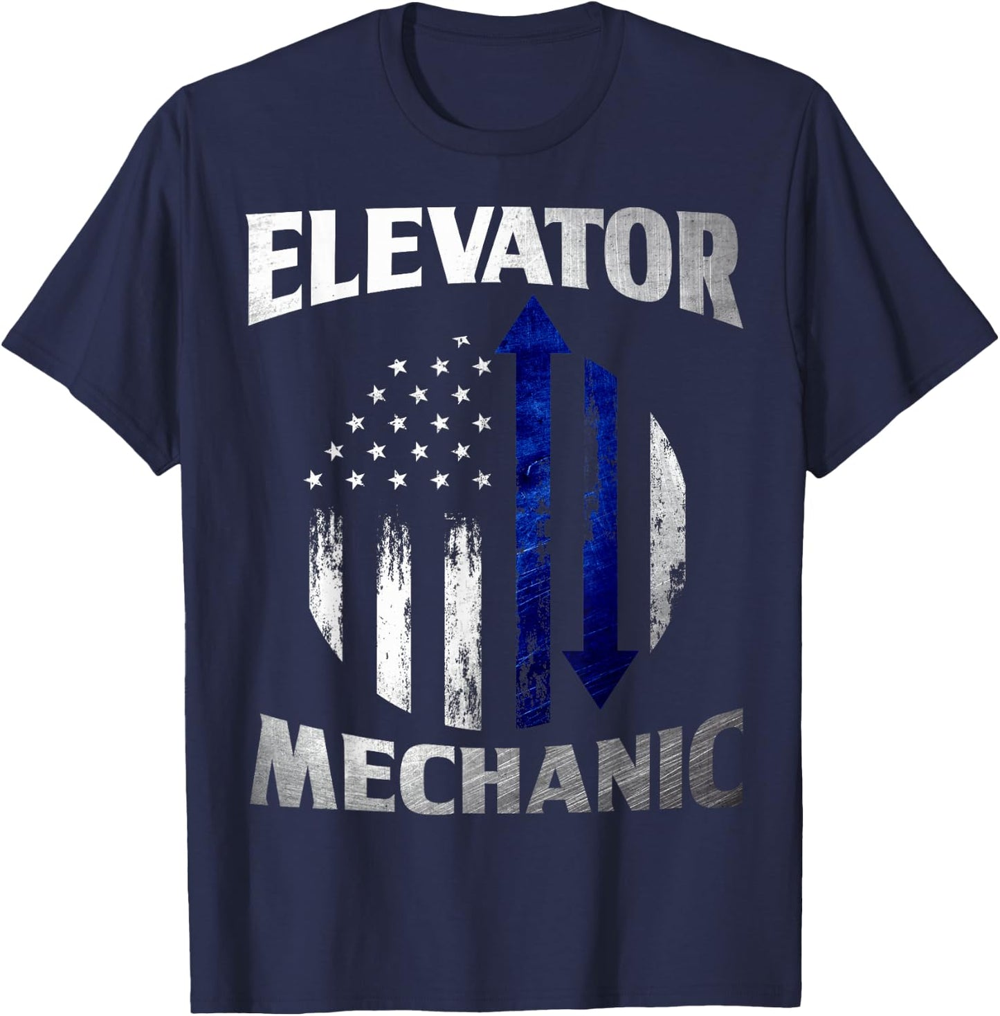 Elevator Mechanic American Flag Elevator Technician T-Shirt - T-Shirt | Navy