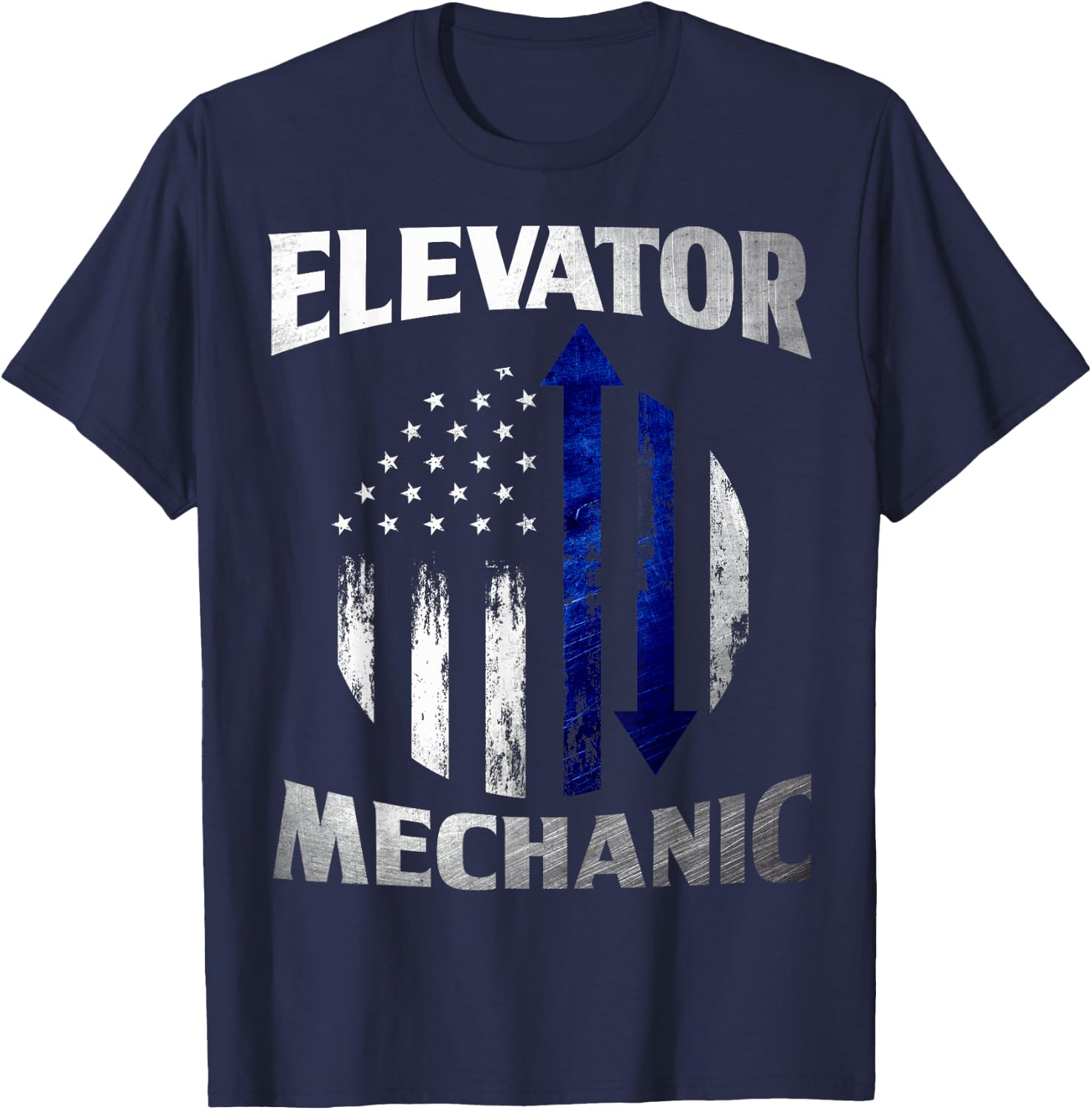 Elevator Mechanic American Flag Elevator Technician T-Shirt - T-Shirt | Navy