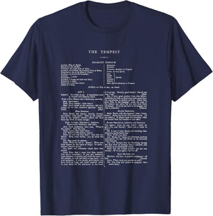 The Tempest William Shakespeare First Page T-Shirt - T-Shirt | Navy