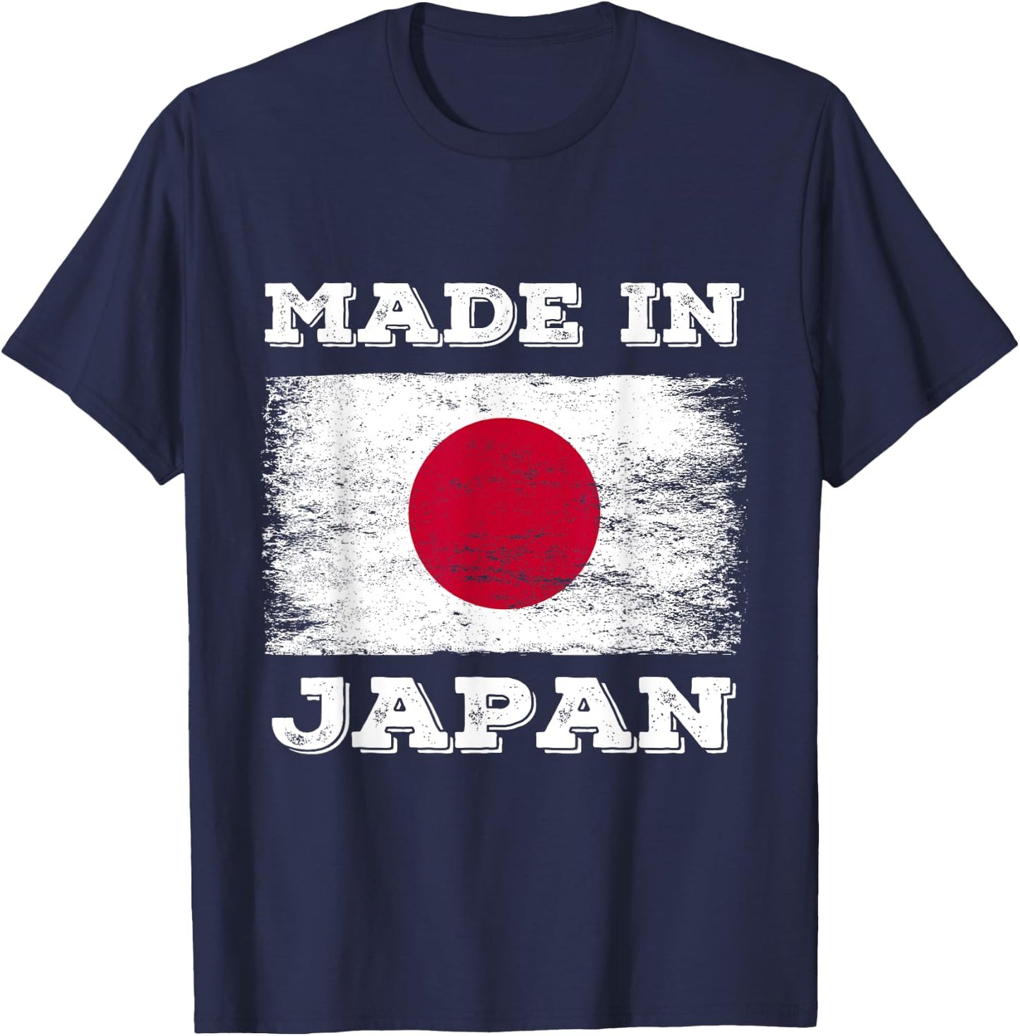 Made In Japan With Japan Flag Novelty Graphic Cool Designs T-Shirt - T-Shirt | Navy