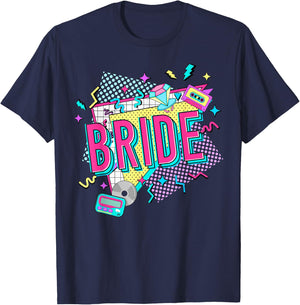 Retro Bride of the 90s Bachelorette Party 90s Bride T-Shirt - T-Shirt | Navy