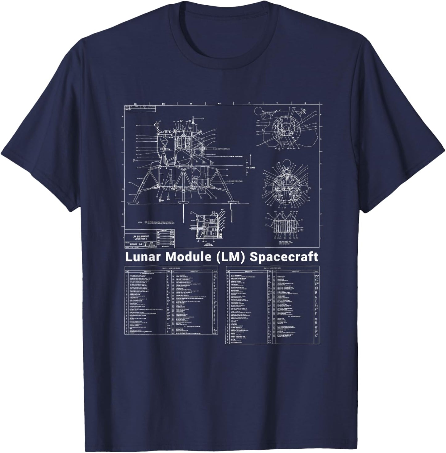 Lunar Lander (LM) Spacecraft Blueprint T-Shirt - T-Shirt | Navy