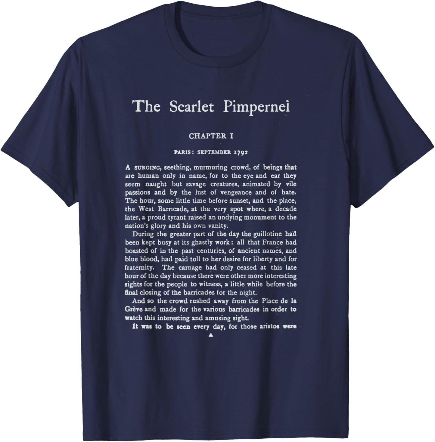 The Scarlet Pimpernel Baroness Orczy First Page T-Shirt - T-Shirt | Navy