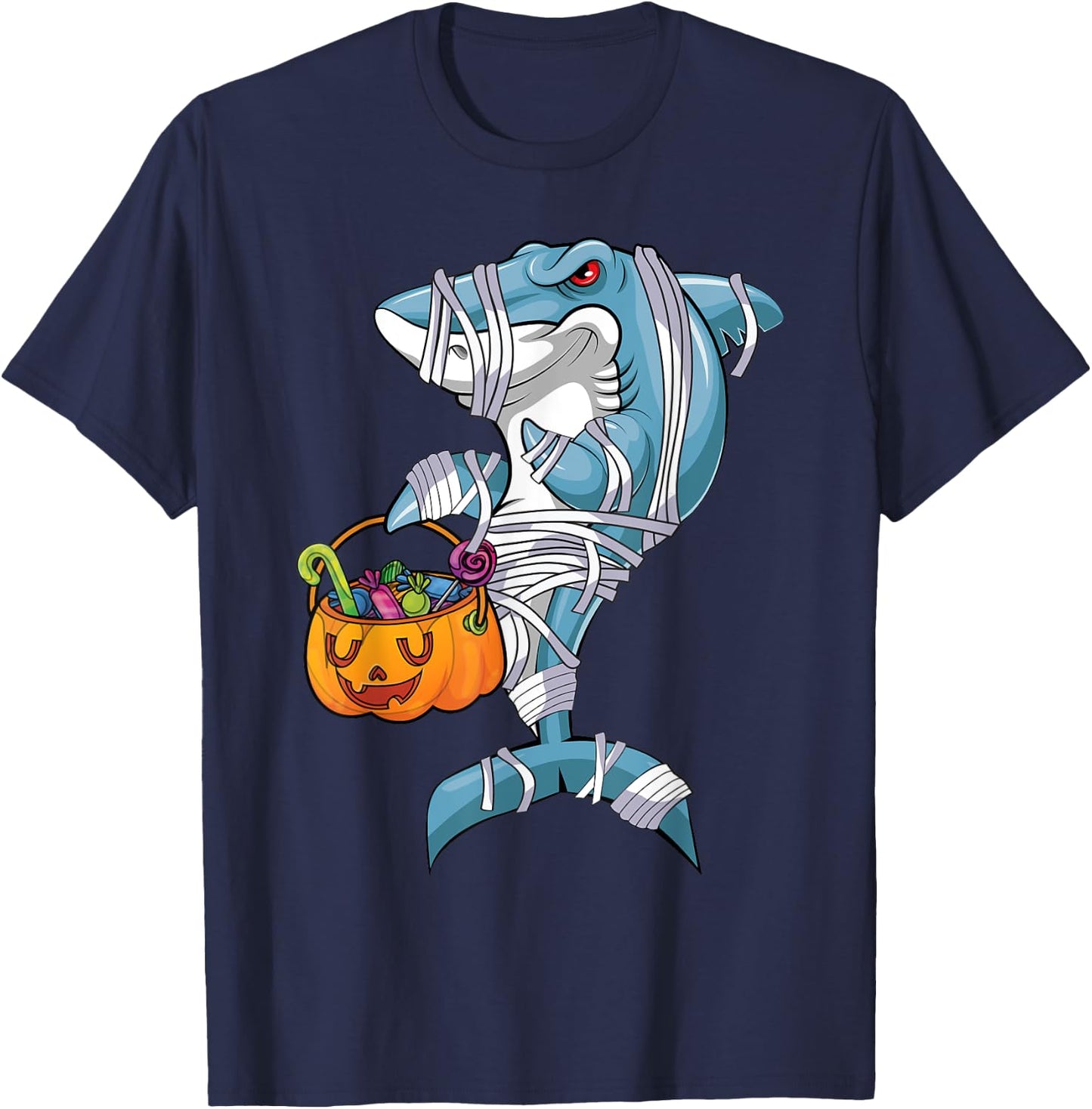 Baby Blue Halloween Shark Boo Boo Funny Family Shark T-Shirt - T-Shirt | Navy