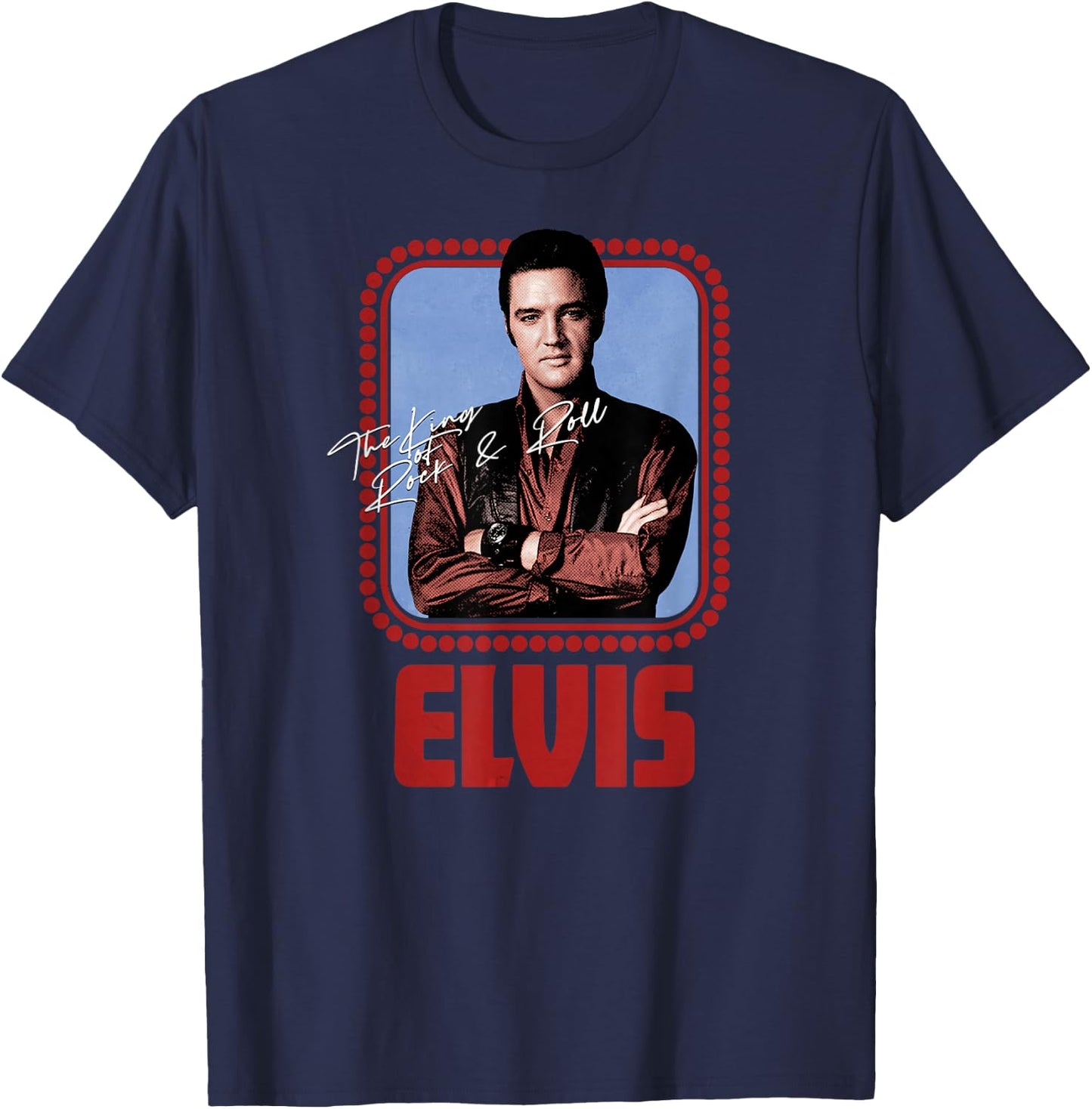 Elvis Presley Official Rock N Roll Script T-Shirt - T-Shirt | Navy