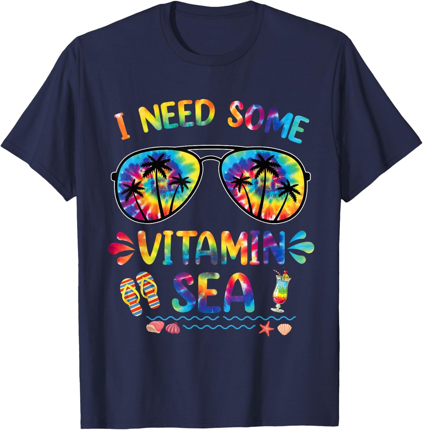 I Need Some Vitamin Sea Cool Summer Saying Beach-min Women T-Shirt - T-Shirt | Navy