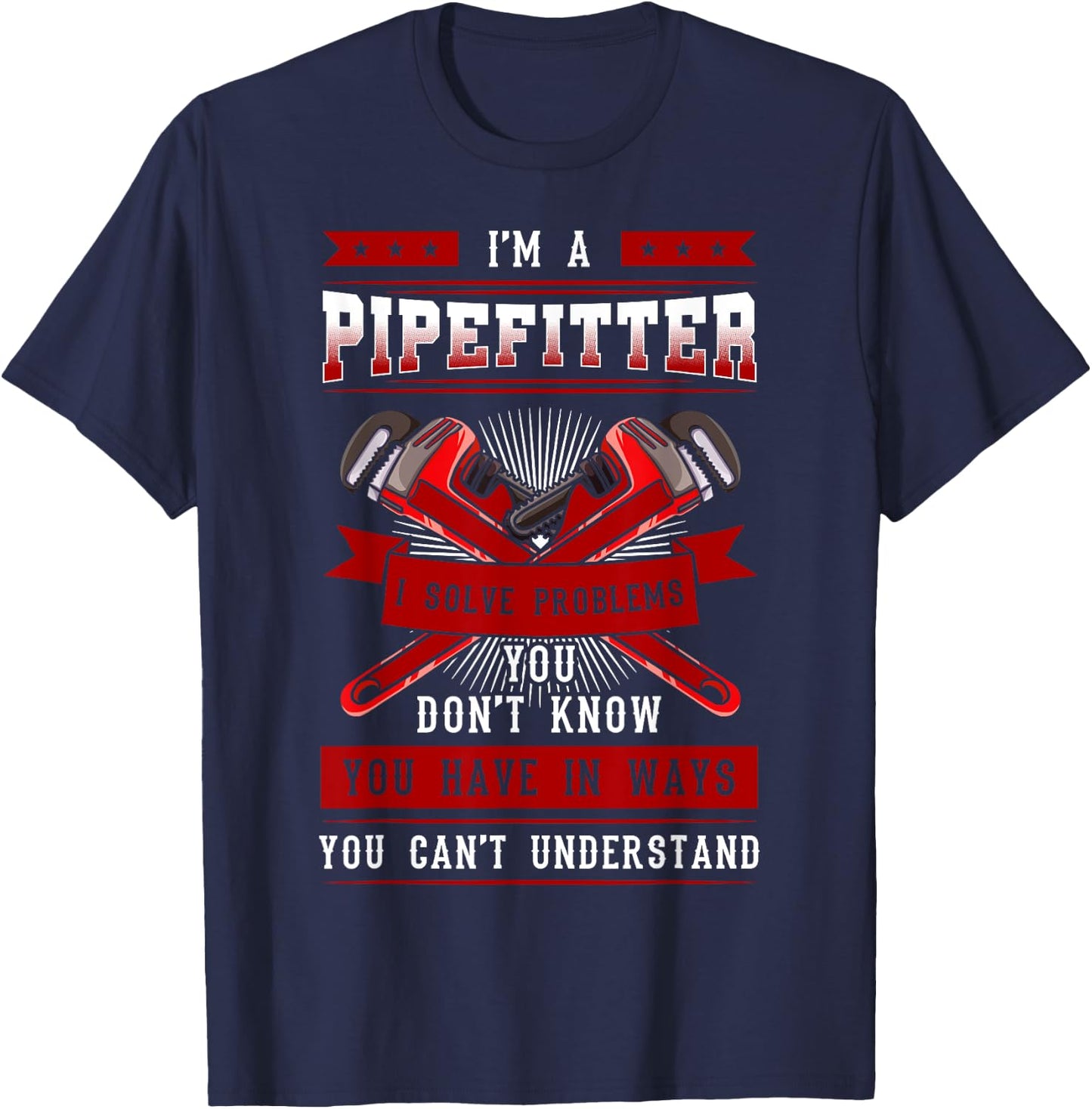 Pipefitter Mechanical Funny Industrial Pipe Steamfitter T-Shirt - T-Shirt | Navy
