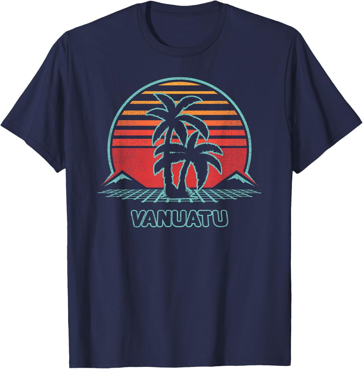 Vanuatu Retro Vintage 80s Style T-Shirt - T-Shirt | Navy
