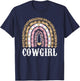 Cowgirl Outfit Women Cowboy Rainbow Leopard Western Cow Girl T-Shirt - T-Shirt | Navy