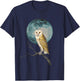 Barn Owl Lover Full Moon Vintage Illustration Birder Graphic T-Shirt - T-Shirt | Navy