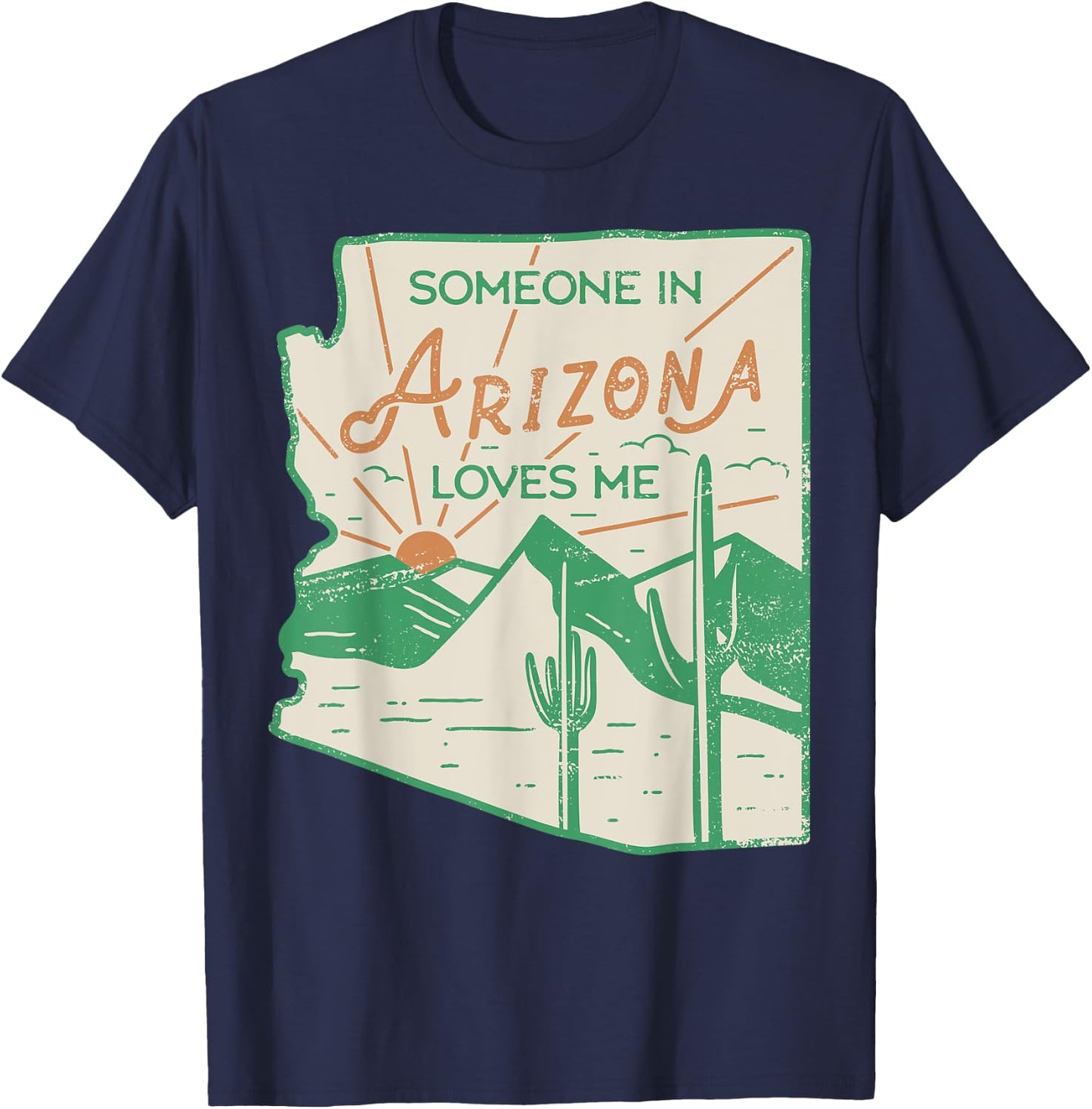 Someone In Arizona Loves Me Vintage Retro State Badge Gift T-Shirt - T-Shirt | Navy