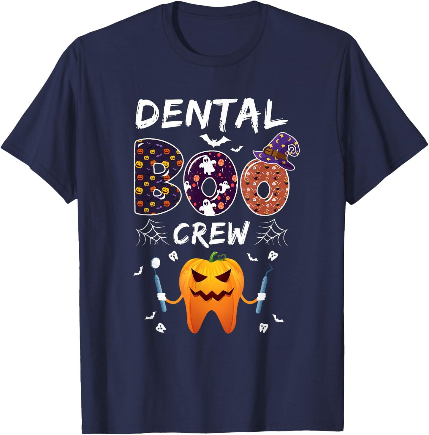 Dental Dentist Halloween Boos Crew Funny Costume Assistant T-Shirt - T-Shirt | Navy