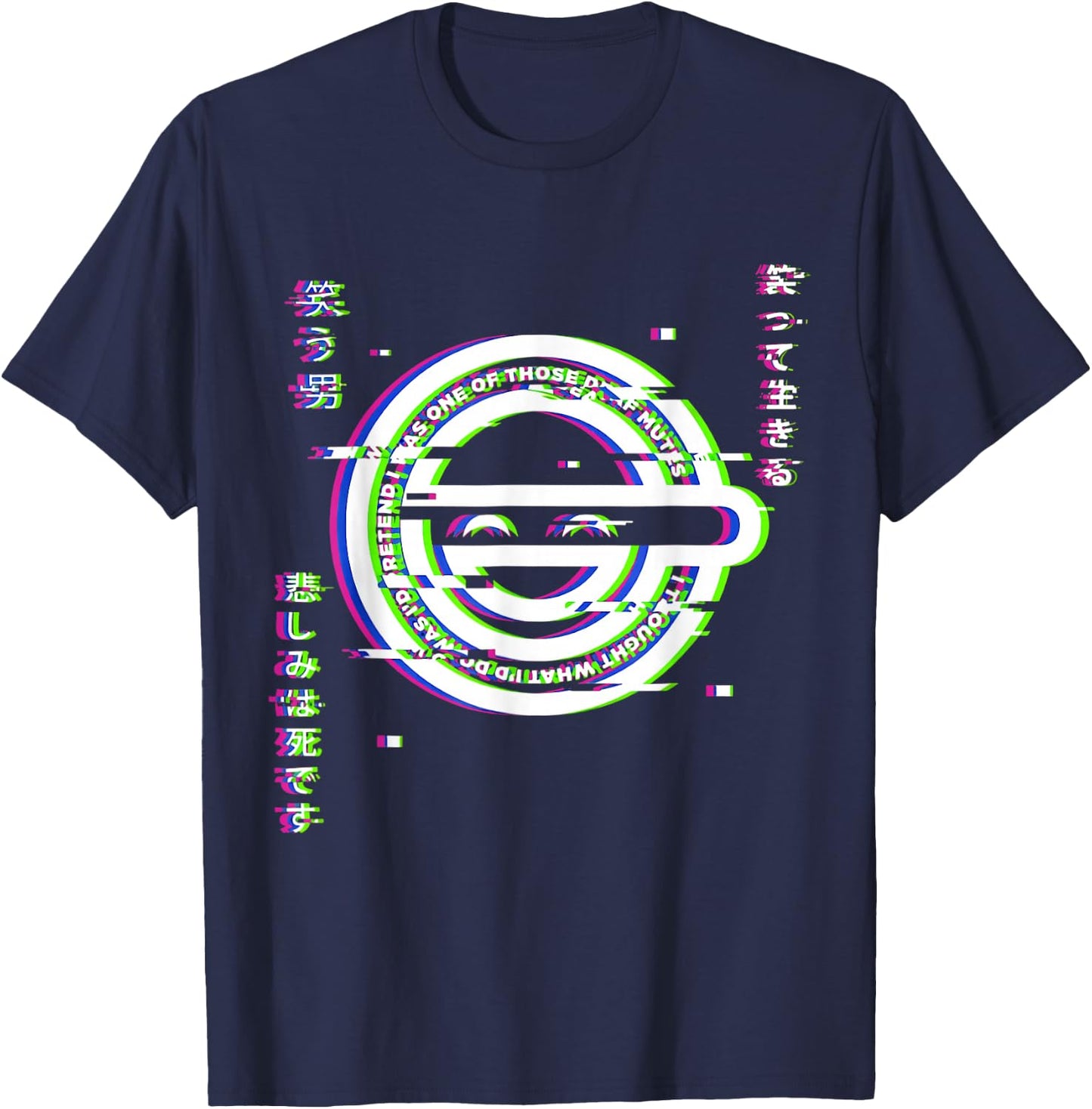 Ghost Hacker Laughing Japanese Man Anime and Manga Otaku T-Shirt - T-Shirt | Navy