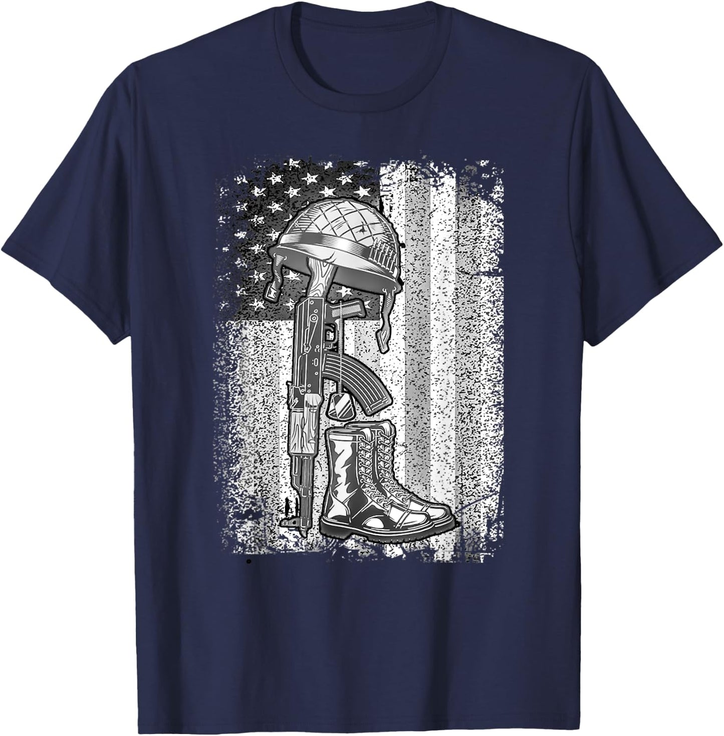 Heroes Don't Wear Capes They Wear Dog Tags & Combat Boots Men Women T-Shirt - T-Shirt | Navy