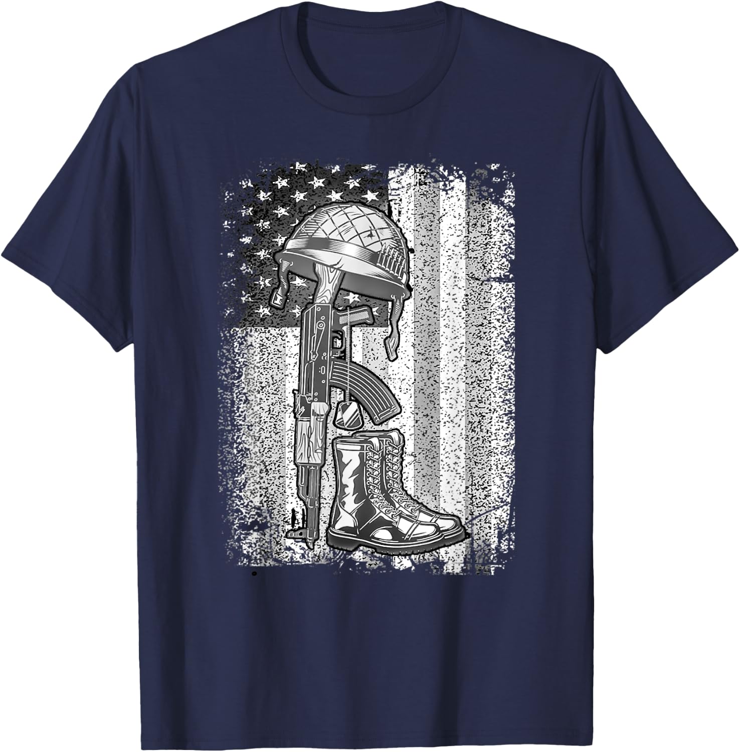Heroes Don't Wear Capes They Wear Dog Tags & Combat Boots Men Women T-Shirt - T-Shirt | Navy