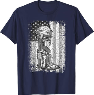 Heroes Don't Wear Capes They Wear Dog Tags & Combat Boots Men Women T-Shirt - T-Shirt | Navy
