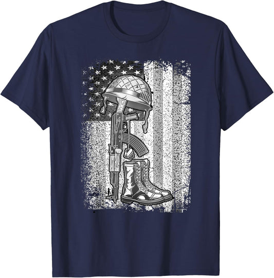 Heroes Don't Wear Capes They Wear Dog Tags & Combat Boots Men Women T-Shirt - T-Shirt | Navy