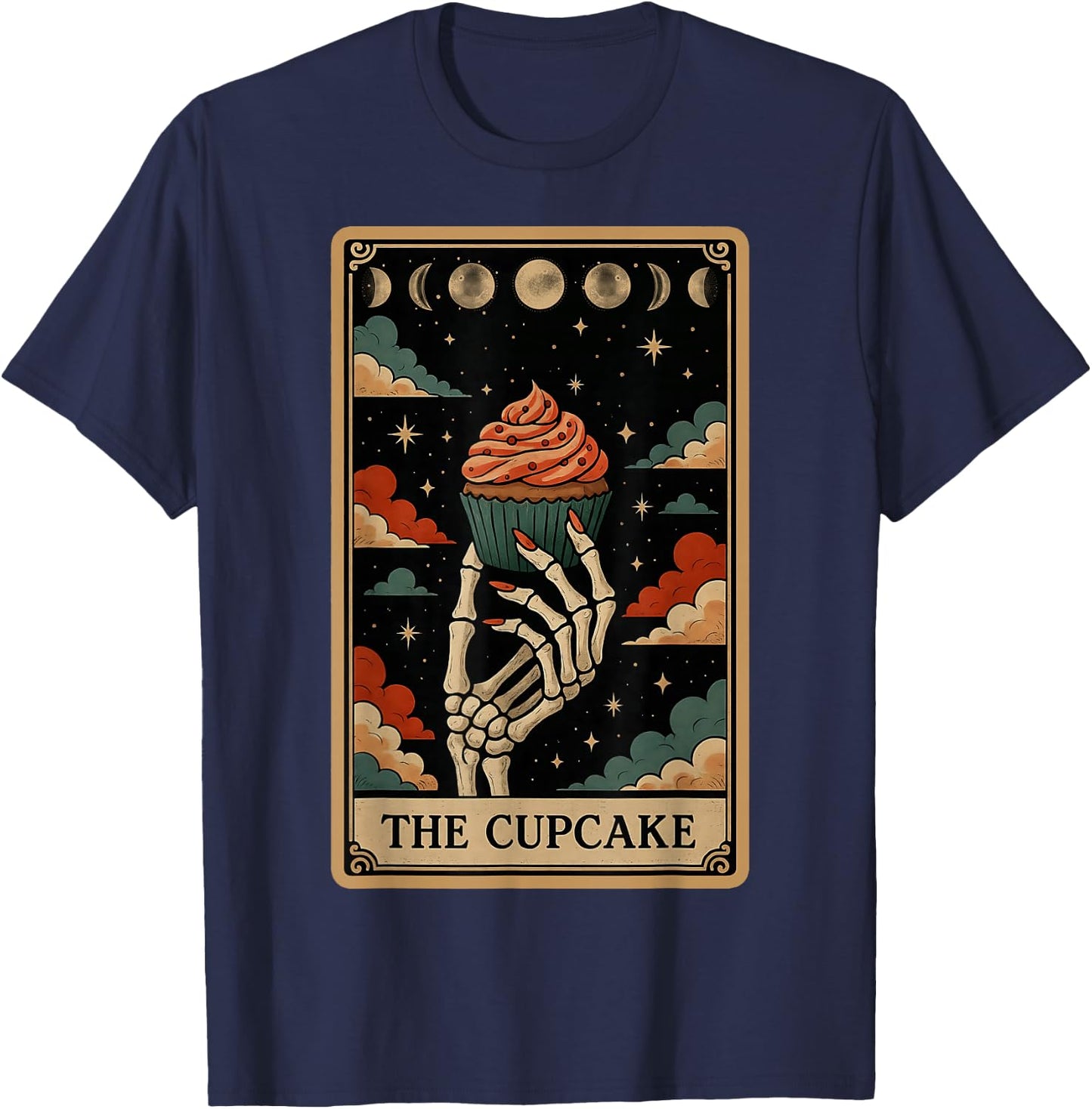 The Cupcake Baker Baking Tarot Card Skeleton Witchy T-Shirt - T-Shirt | Navy