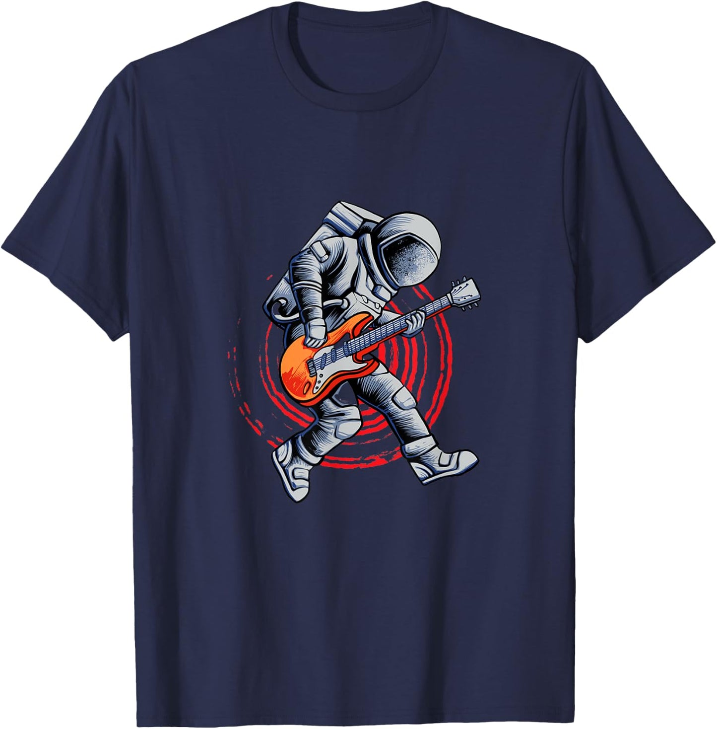 Cool Astronaut Playing Guitar Colorful Art T-Shirt - T-Shirt | Navy
