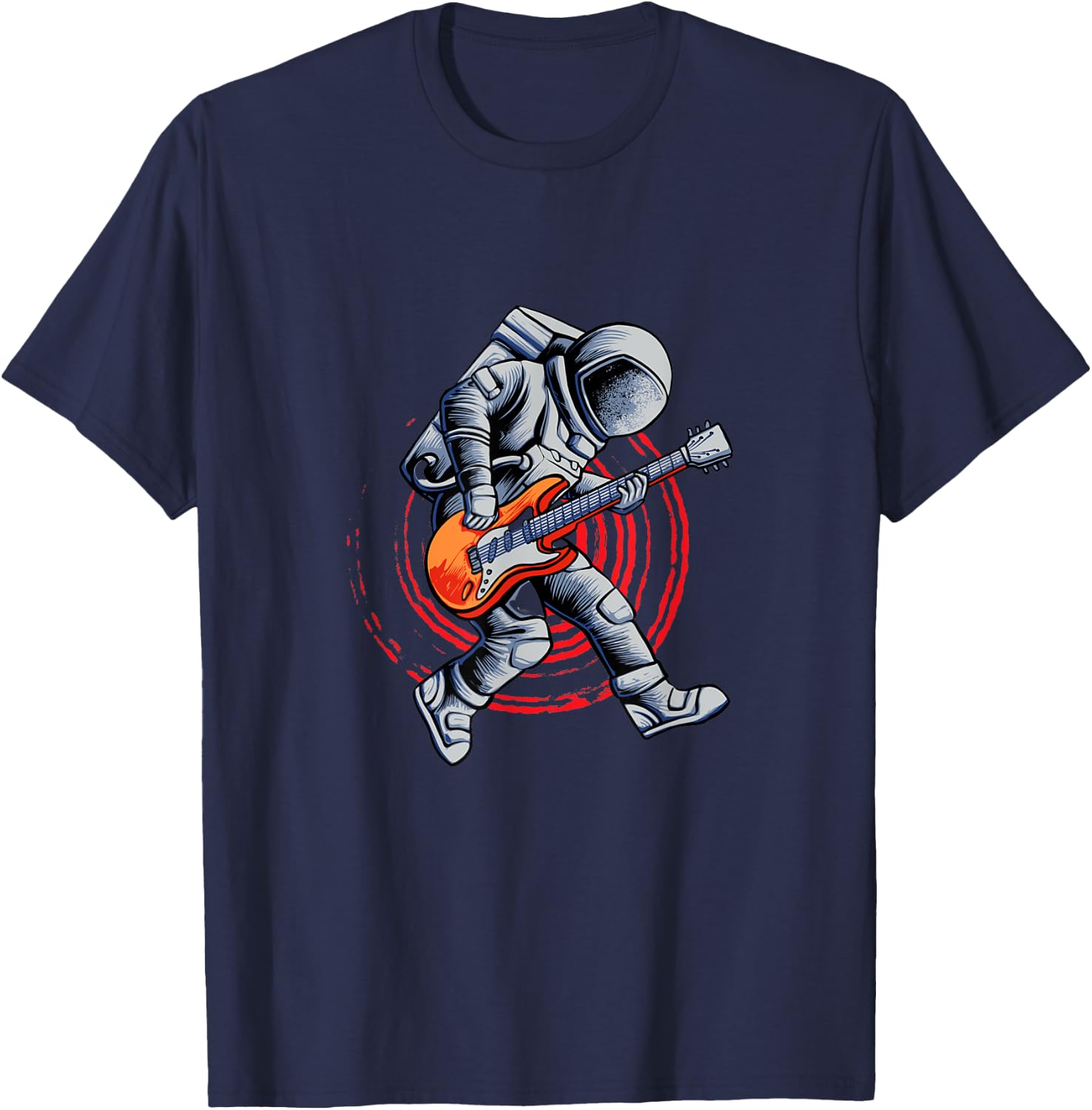 Cool Astronaut Playing Guitar Colorful Art T-Shirt - T-Shirt | Navy