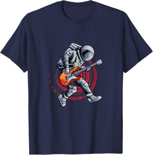 Cool Astronaut Playing Guitar Colorful Art T-Shirt - T-Shirt | Navy