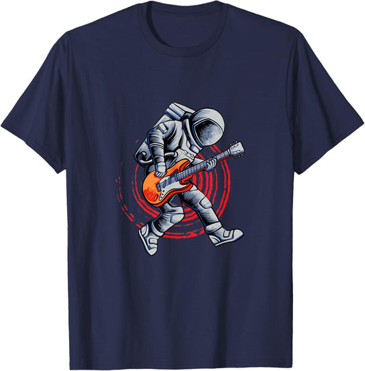 Cool Astronaut Playing Guitar Colorful Art T-Shirt - T-Shirt | Navy