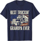 Best Truckin' Grandpa - Big Rig Semi Truck Driver Trucker T-Shirt - T-Shirt | Navy