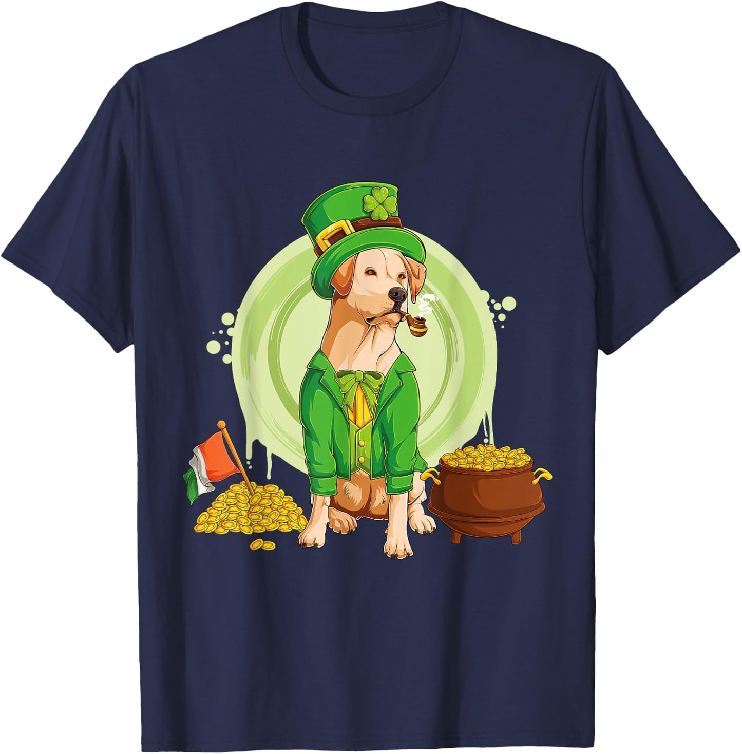 Labrador Retriever Dog Leprechaun Hat Irish Flag Labbi Women Kids T-Shirt - T-Shirt | Navy