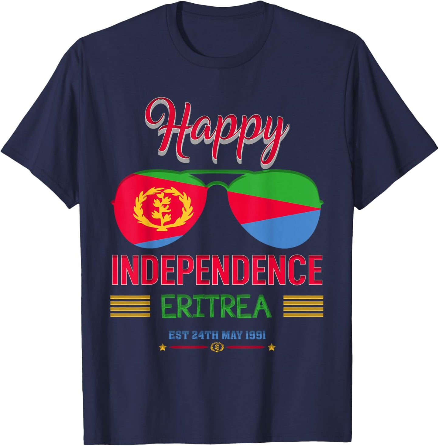 Happy Independence Eritrea, Eritrean Flag T-Shirt - T-Shirt | Navy