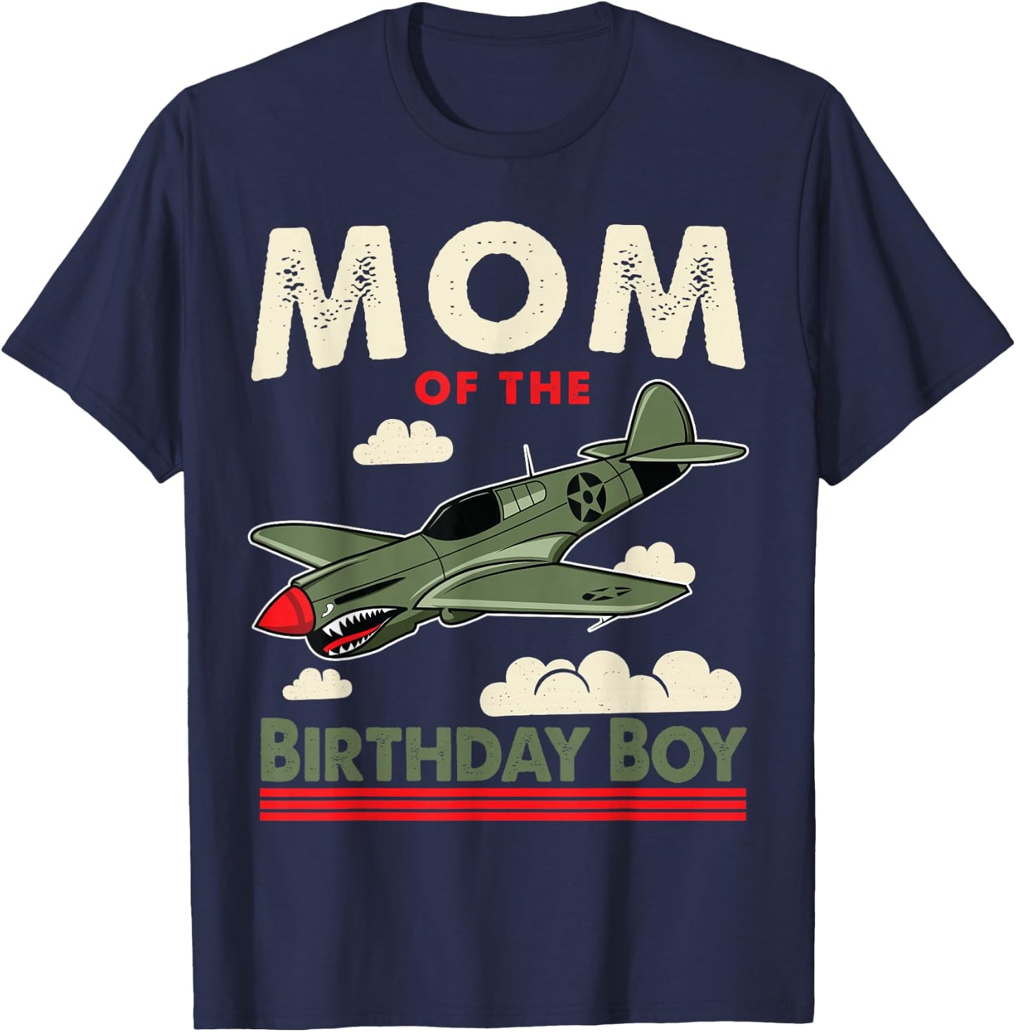 Jetting Into Mom of the Birthday boy Aviator Jet Plane Party T-Shirt - T-Shirt | Navy
