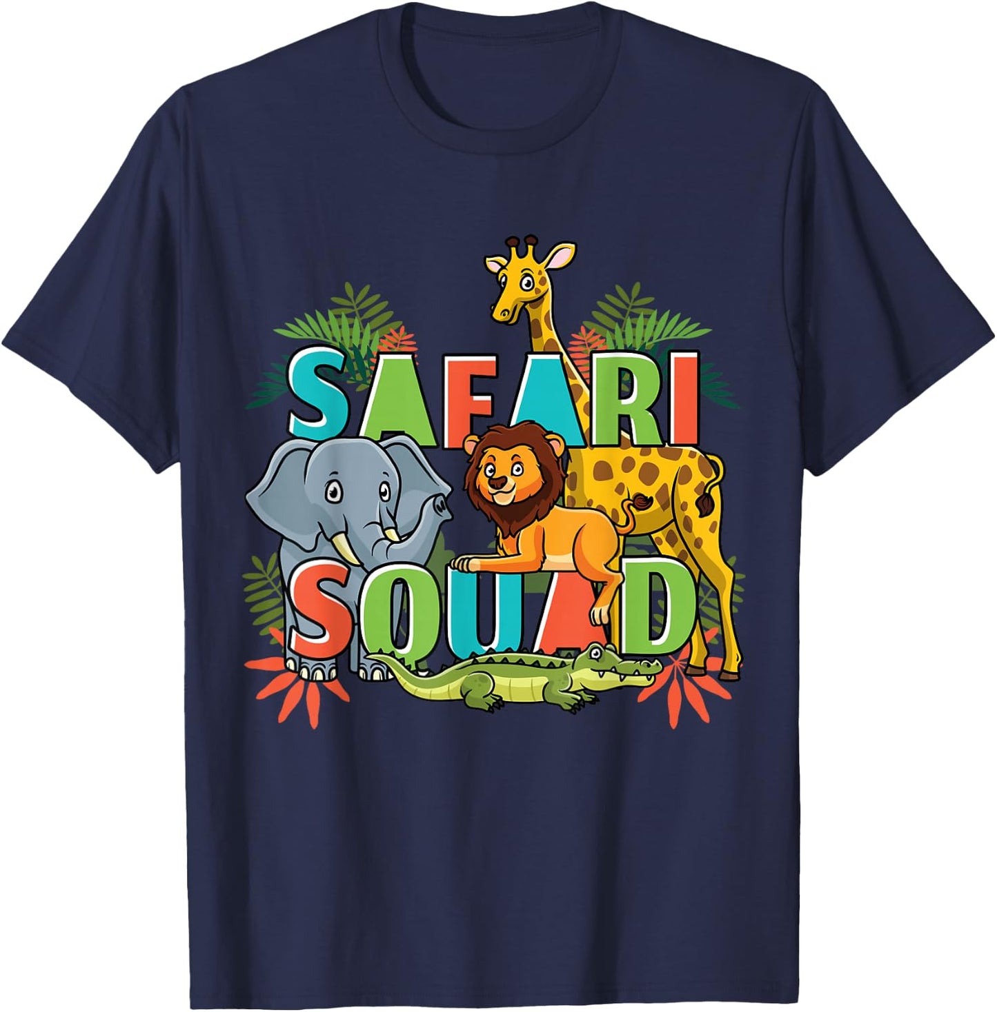 Safari Squad Zoo African Animals T-Shirt - T-Shirt | Navy